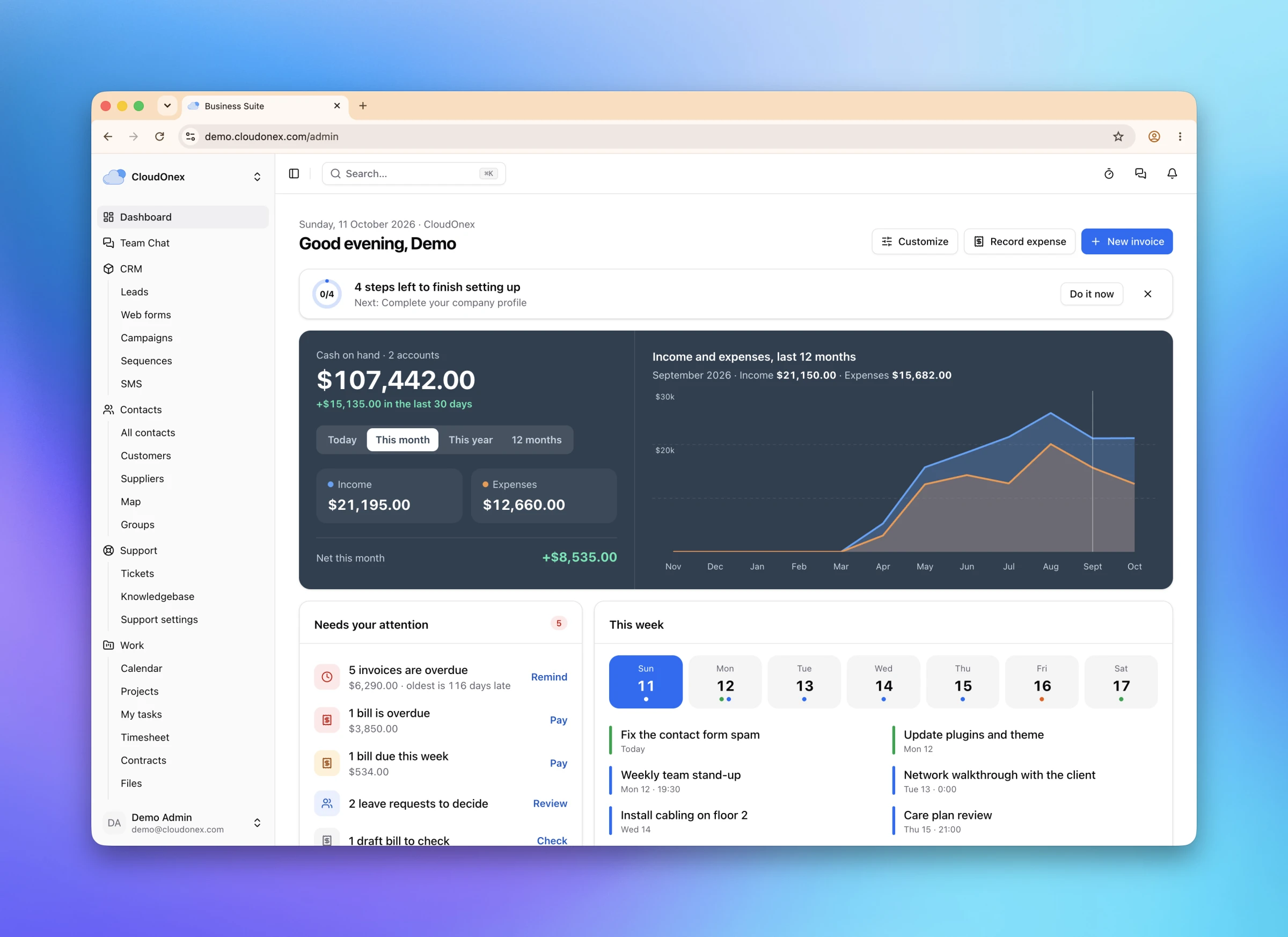 Business Suite V10 Dashboard